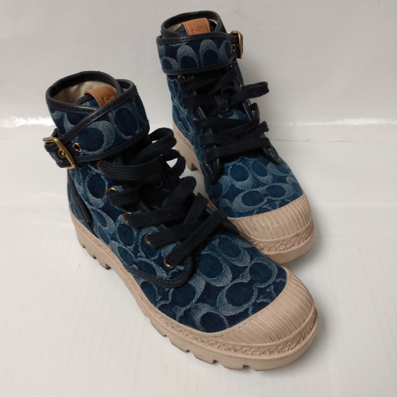 Coach Trooper Mid Top Boots in Signature Denim - Picture 1 of 13